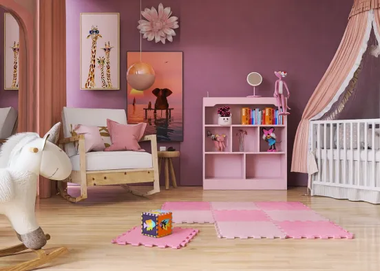 Pink Baby/Toddler Bedroom Design Rendering