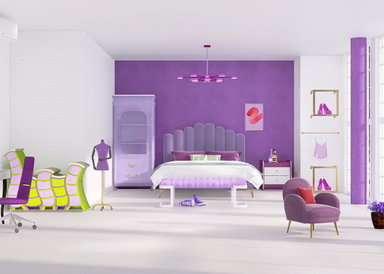 the purple bedroom. Design Rendering