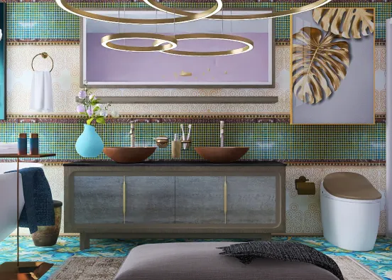 Baño de mosaico  Design Rendering