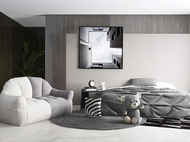Grey and White Teen Room