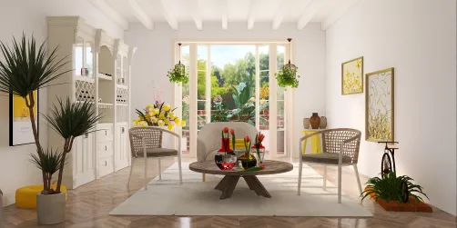 Room with yellow accent details