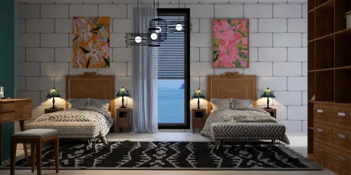Seaside twin guest room