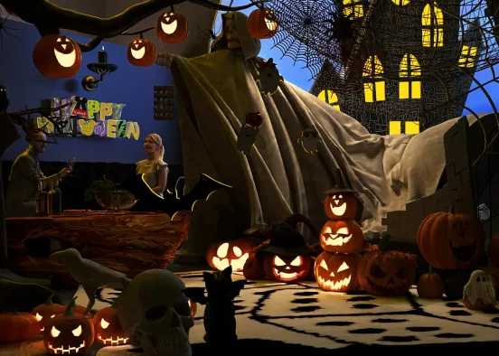 # Guess The room with halloween decoration  Renderização de Design