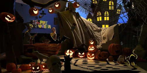 Guess The room with halloween decoration 