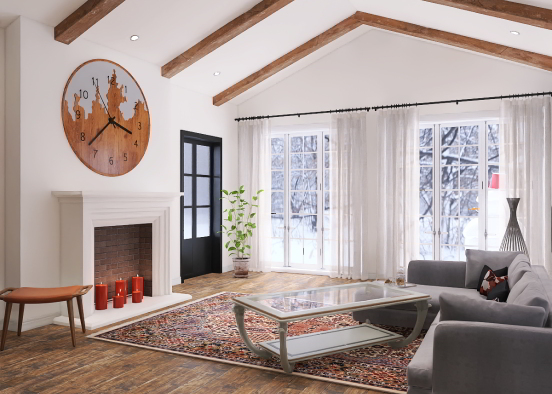 Calm Snowy Living Room Design Rendering