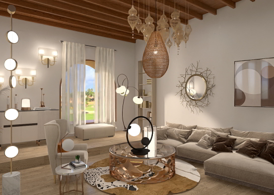 Light sandy living room 💡 Design Rendering