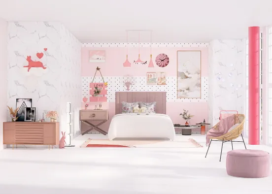 Pink teen room Design Rendering