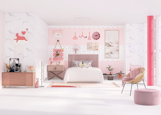 Pink teen room Design Rendering
