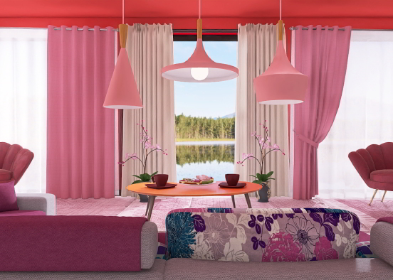 A Pink Place to Gather Friends  Design Rendering