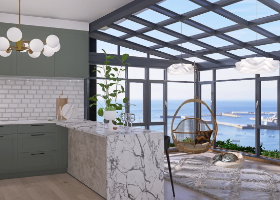 Kitchen with Ocean View  Design Rendering