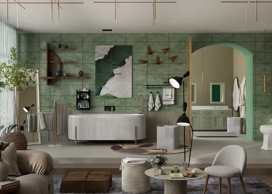 # Love a green moment in a bathroom Renderização de Design