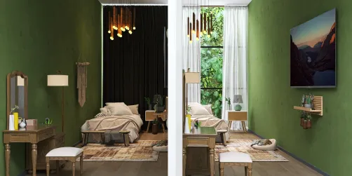Day/Night bedroom🌿🖤🤍