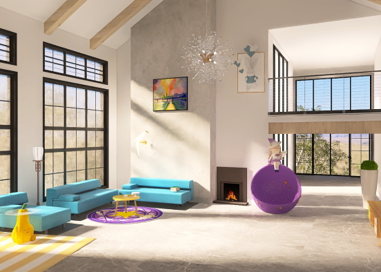 Living room 💙💛💜 Design Rendering