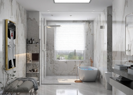 Banheiro lindo e aconchegante  Design Rendering