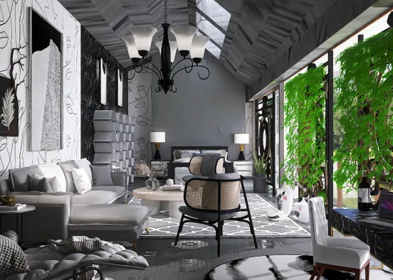 Relaxation in shades of grey  Design Rendering