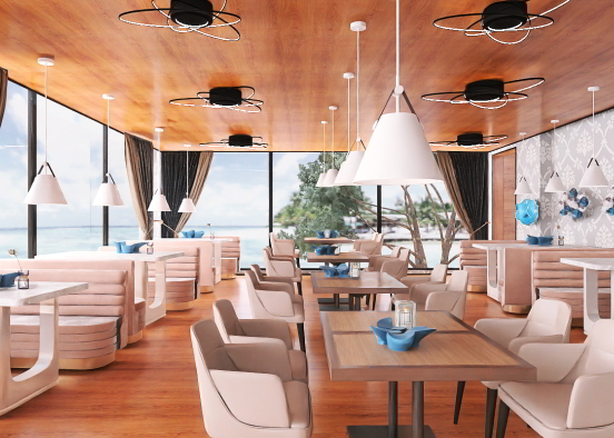 Fine dining restaurant at the beach Design Rendering