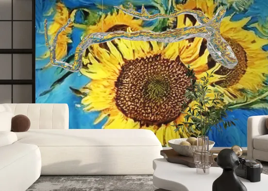 # Estar con pared de girasoles  Визуализация дизайна
