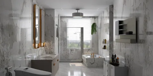 Modern Luxury in Marble: A Serene Bathroom Retreat