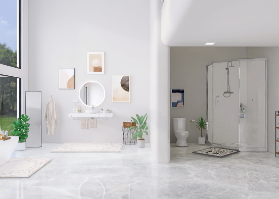 Cute Boho Modern Bathroom Design Rendering