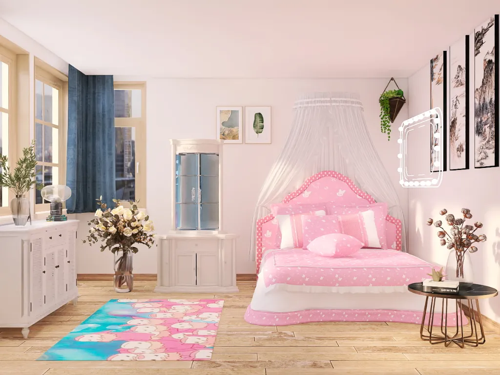 a bed with a pink blanket and a pink bedspread 