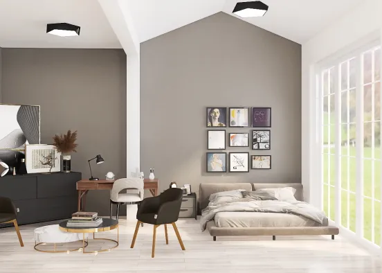 a grey aesthetic room Design Rendering