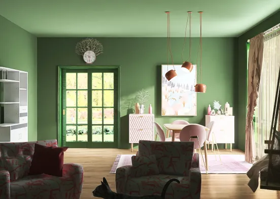 Pink and green room Design Rendering
