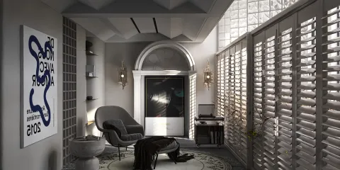 A cozy living area featuring modern furniture arrangement with a contemporary style, showcasing an interior decor design related to home improvement, facilitated by Homestyler's real-time 3D rendering feature.
