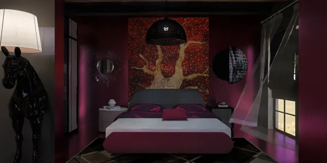 pink bedroom rustiek art style