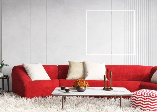 Red + White Valentine's Day Living Room Design Rendering