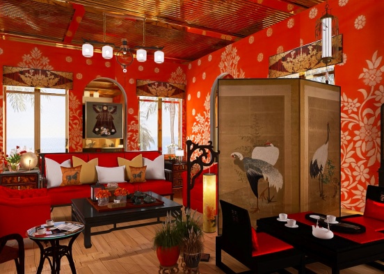 Chinese tea room. Design Rendering