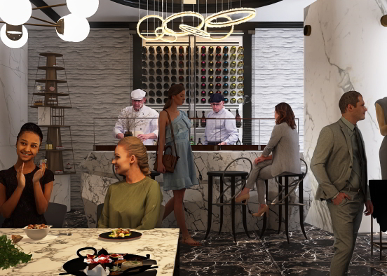 marble luxury restaurant Design Rendering