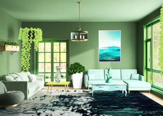 Green living room Design Rendering