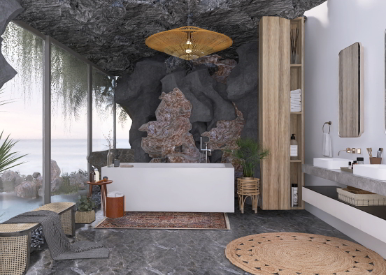 Cave Bathroom 🪨 Design Rendering