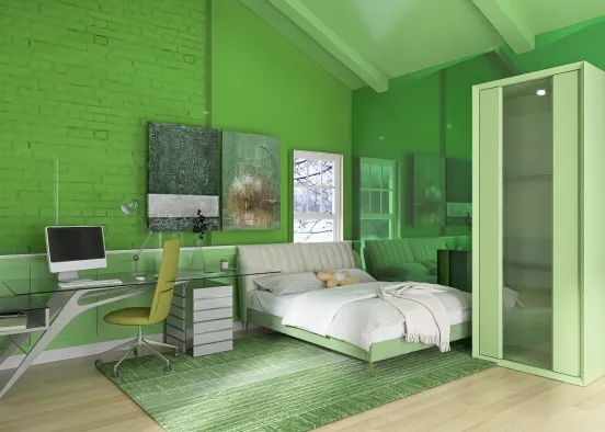 спальня на зеленом лугу Design Rendering