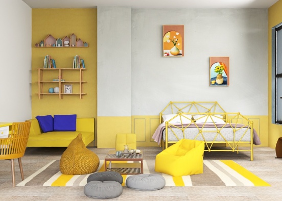 Yellow Bedroom Design Rendering