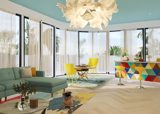 Vibrant , Bright and Bold, Miami home  Design Rendering