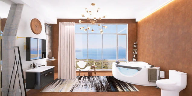 Bathroom with sea view