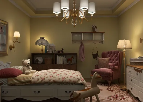 # Vintage girls room Renderização de Design