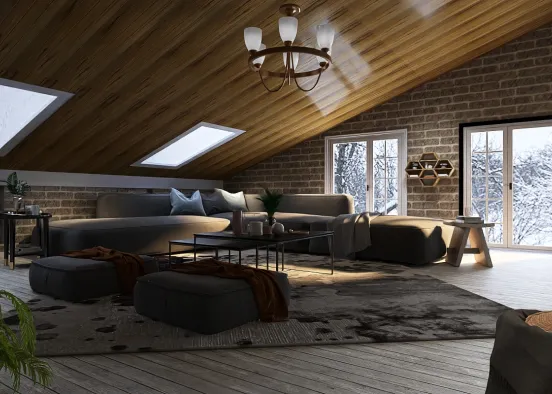 # wood attic home Renderização de Design