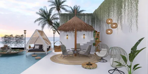 Tropical backyard pool