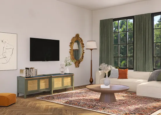 Rustic living room  Design Rendering