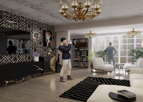 Hollywood Glam living room  Design Rendering