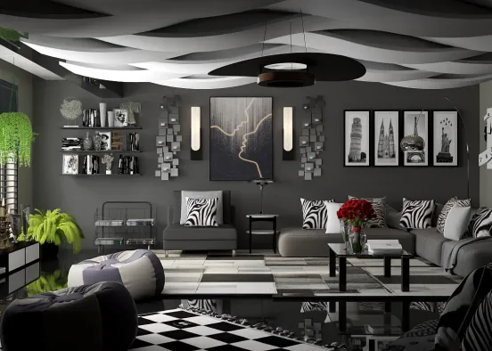 Apartment Living 
Black, White, and Grey 🖤🤍🩶 Design Rendering