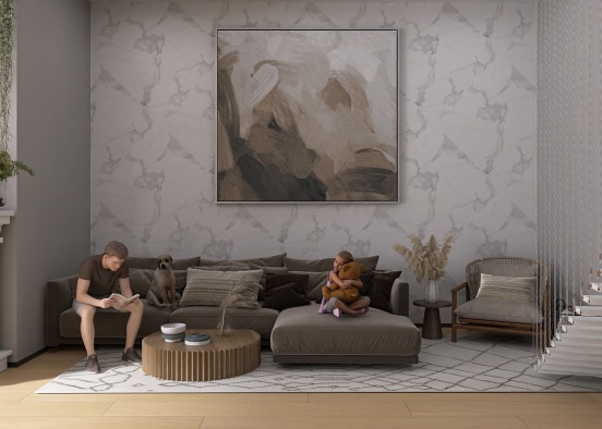 marble living room Design Rendering