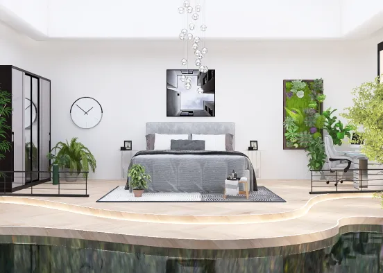 nature bedroom with pool Design Rendering