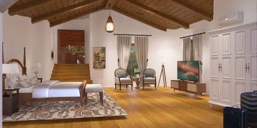 Quarto de hotel rústico 