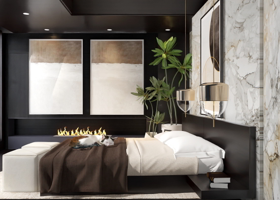 Luxury Minimalist Bedroom  Design Rendering