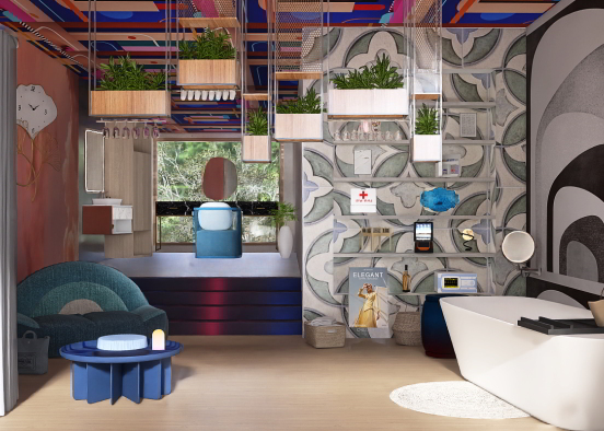 Earthy Modern Bathroom in Miami Design Rendering