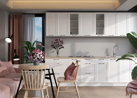 Cozy combination of pink and white
 Design Rendering