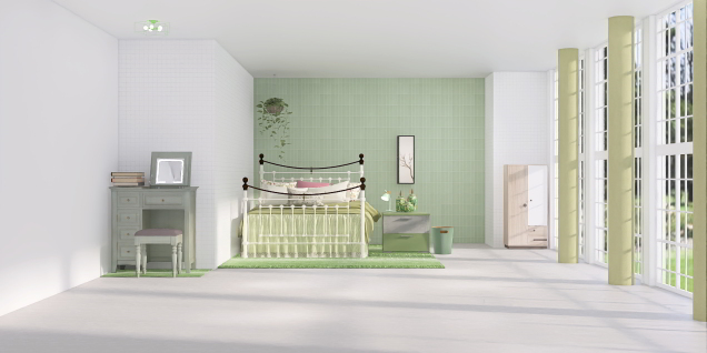 Aesthetic green bedroom 